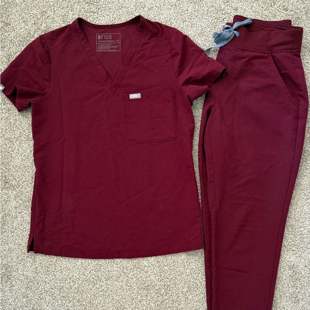 Burgundy Scrub Set